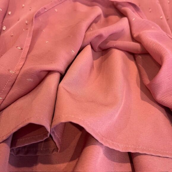 LDT Peplum Waist Gown Deep Rose Pink Chiffon with Metallic Bling Zip Back Size 8 - Picture 7 of 13